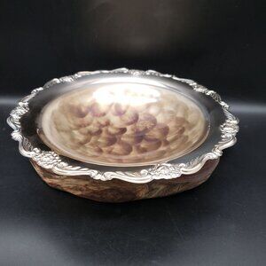 Vtg Modern Silver Silverplate Footed Decorative Centerpiece Bowl Japan 11.75"
